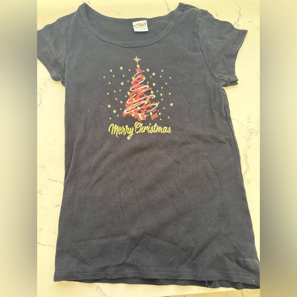 Women's Merry Christmas Tree Tee - Black